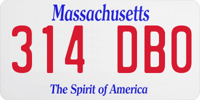 MA license plate 314DB0