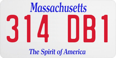 MA license plate 314DB1
