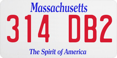 MA license plate 314DB2