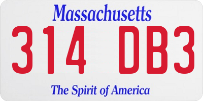 MA license plate 314DB3