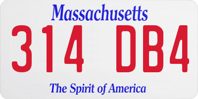 MA license plate 314DB4