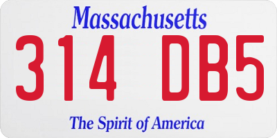 MA license plate 314DB5