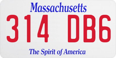 MA license plate 314DB6