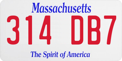 MA license plate 314DB7