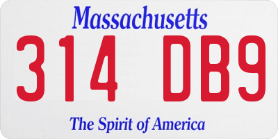 MA license plate 314DB9