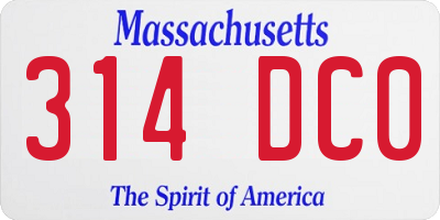 MA license plate 314DC0