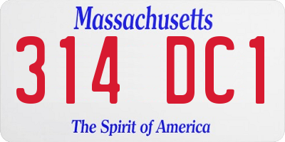MA license plate 314DC1