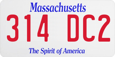 MA license plate 314DC2