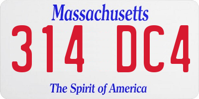 MA license plate 314DC4
