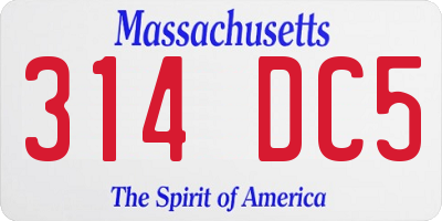 MA license plate 314DC5