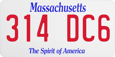 MA license plate 314DC6