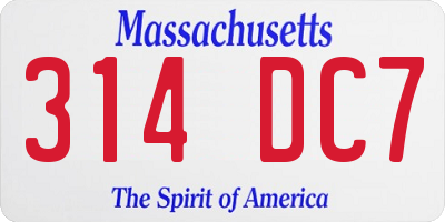 MA license plate 314DC7