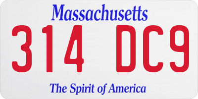 MA license plate 314DC9