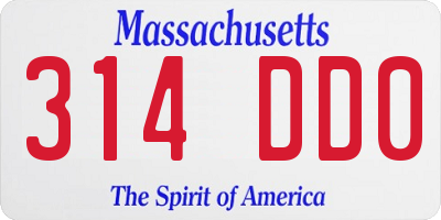 MA license plate 314DD0