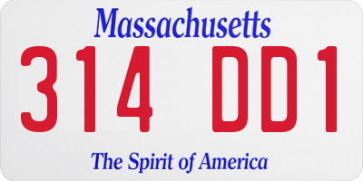 MA license plate 314DD1