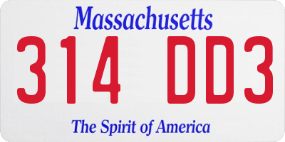 MA license plate 314DD3