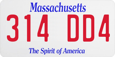MA license plate 314DD4