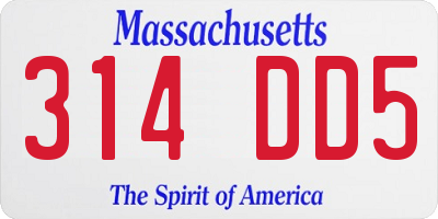 MA license plate 314DD5
