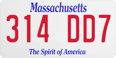 MA license plate 314DD7