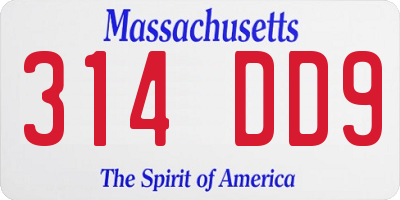 MA license plate 314DD9