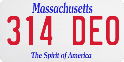 MA license plate 314DE0