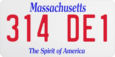 MA license plate 314DE1