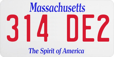 MA license plate 314DE2