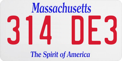 MA license plate 314DE3
