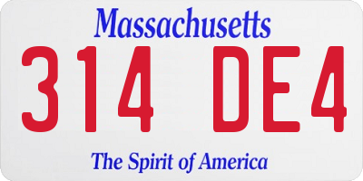 MA license plate 314DE4