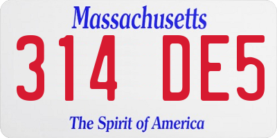 MA license plate 314DE5