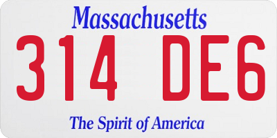 MA license plate 314DE6