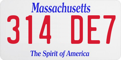 MA license plate 314DE7