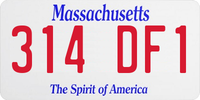 MA license plate 314DF1