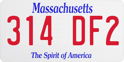 MA license plate 314DF2