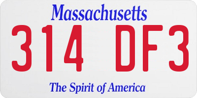 MA license plate 314DF3