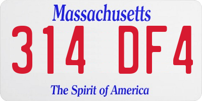 MA license plate 314DF4