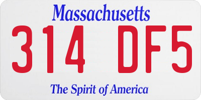MA license plate 314DF5