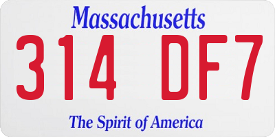 MA license plate 314DF7