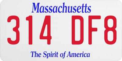 MA license plate 314DF8