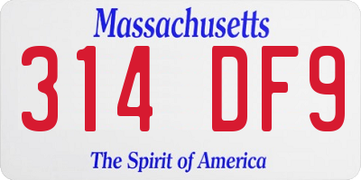 MA license plate 314DF9