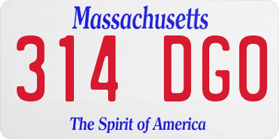 MA license plate 314DG0
