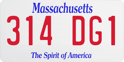 MA license plate 314DG1