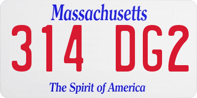 MA license plate 314DG2
