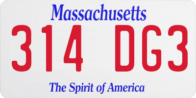 MA license plate 314DG3