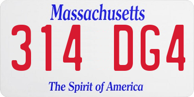 MA license plate 314DG4
