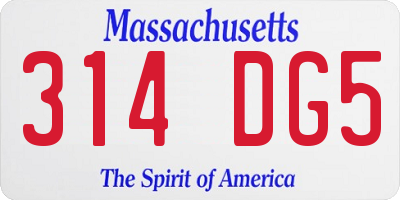 MA license plate 314DG5