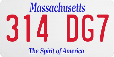 MA license plate 314DG7