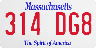 MA license plate 314DG8