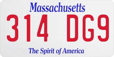 MA license plate 314DG9