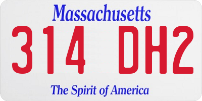 MA license plate 314DH2